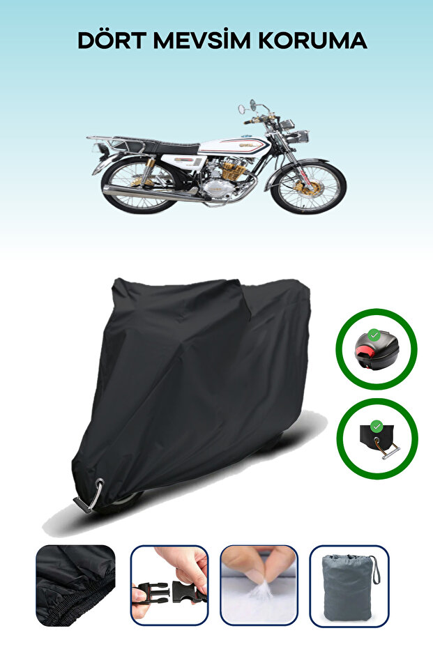 Black Rear Bag and Lock Compatible Kuba Cheetah 125R Max Compatible Motorcycle Cover