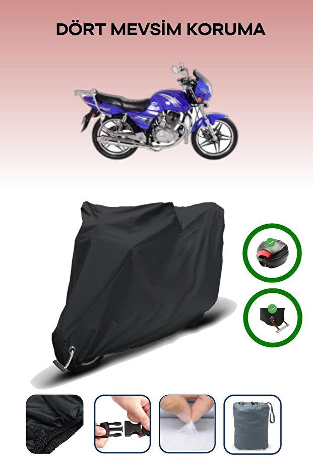 Black Rear Bag and Lock Compatible Kuba Sl150-9 Compatible Motor Tarpaulin