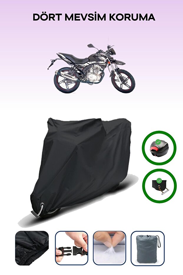 Black Rear Bag and Lock Compatible Falcon Wonder 180 Compatible Motorcycle Tarpaulin
