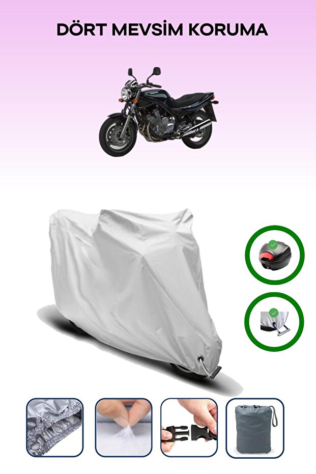 Gray Tail Bag and Lock Compatible Yamaha Xj 600 N Compatible Motor Tarpaulin