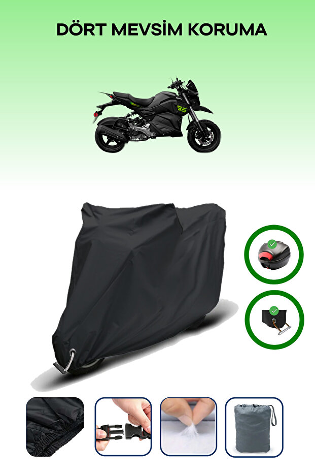 Black Rear Bag and Lock Compatible Yuki Hammer 50 Compatible Motorcycle Tarpaulin