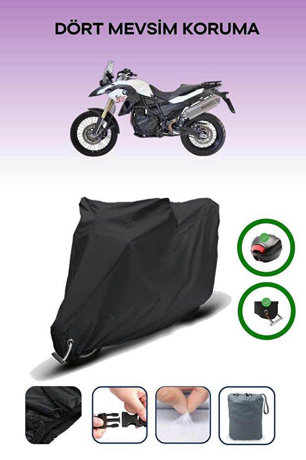 Black Rear Case and Lock Compatible Bmw F 850 Gs Compatible Motorcycle Tarpaulin
