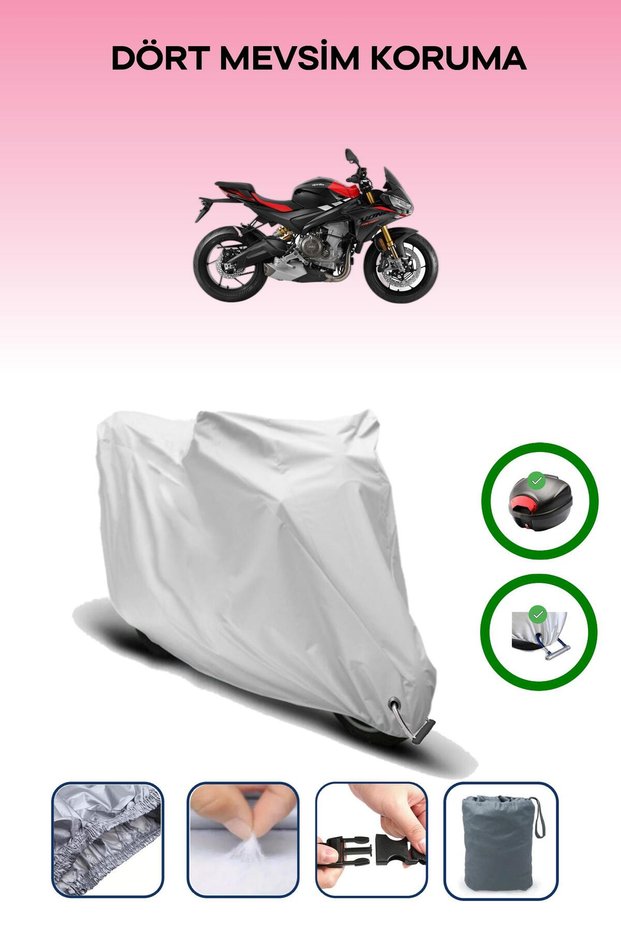 Gray Tail Bag and Lock Compatible Aprilia Tuono 660 Factory Compatible Motorcycle Tarpaulin