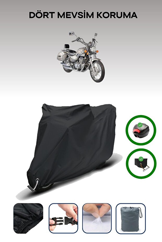 Black Rear Bag and Lock Compatible Mondial 250 Mct Compatible Motorcycle Tarpaulin