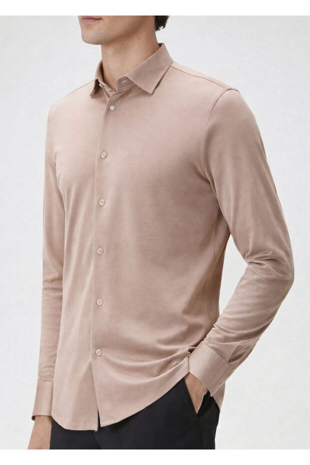 Bej Renk Örme Gömlek - 3