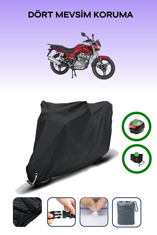 Black Rear Bag and Lock Compatible Mondial 125 Mh Compatible Motorcycle Tarpaulin