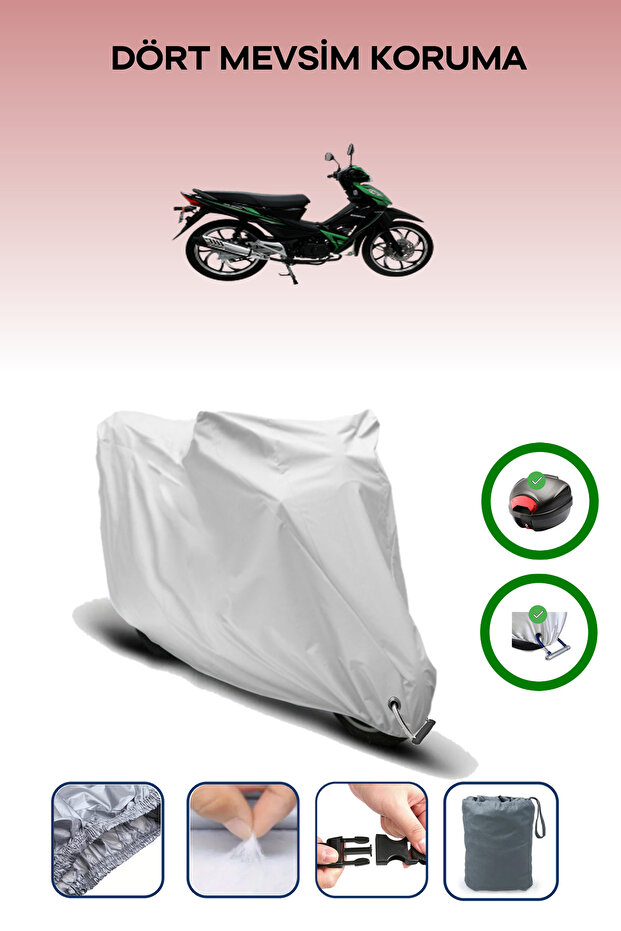 Gray Rear Bag and Lock Compatible Mondial 100 Sfs Sport Compatible Motorcycle Tarpaulin