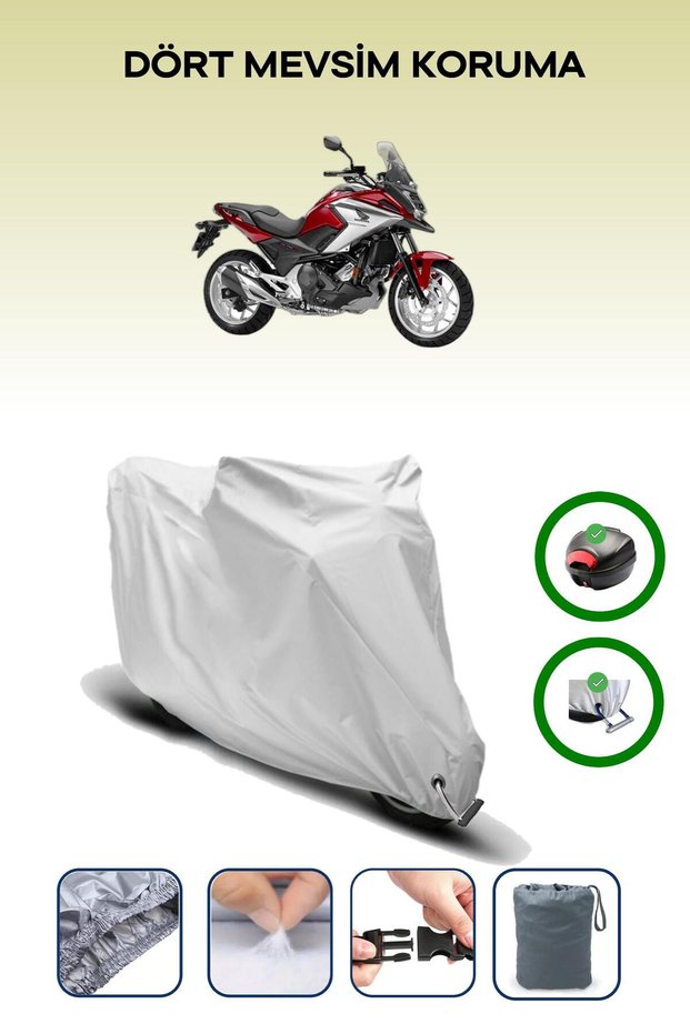 Gray Tail Bag and Lock Compatible Honda Nc 750 X Dct Compatible Motorbike Tarpaulin
