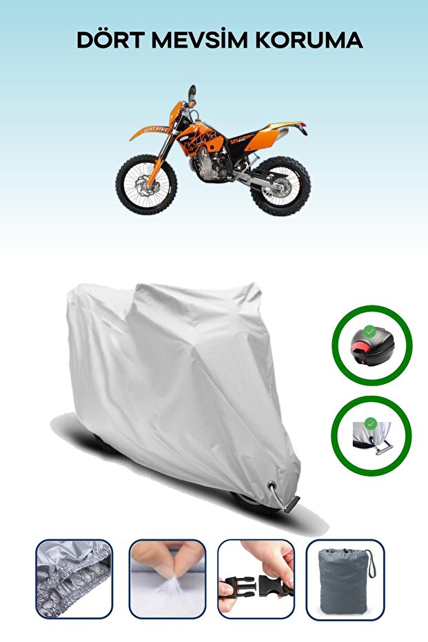 حقيبة خلفية رمادية اللون ومتوافقة مع قماش المحرك المتوافق مع KTM 525 EXC