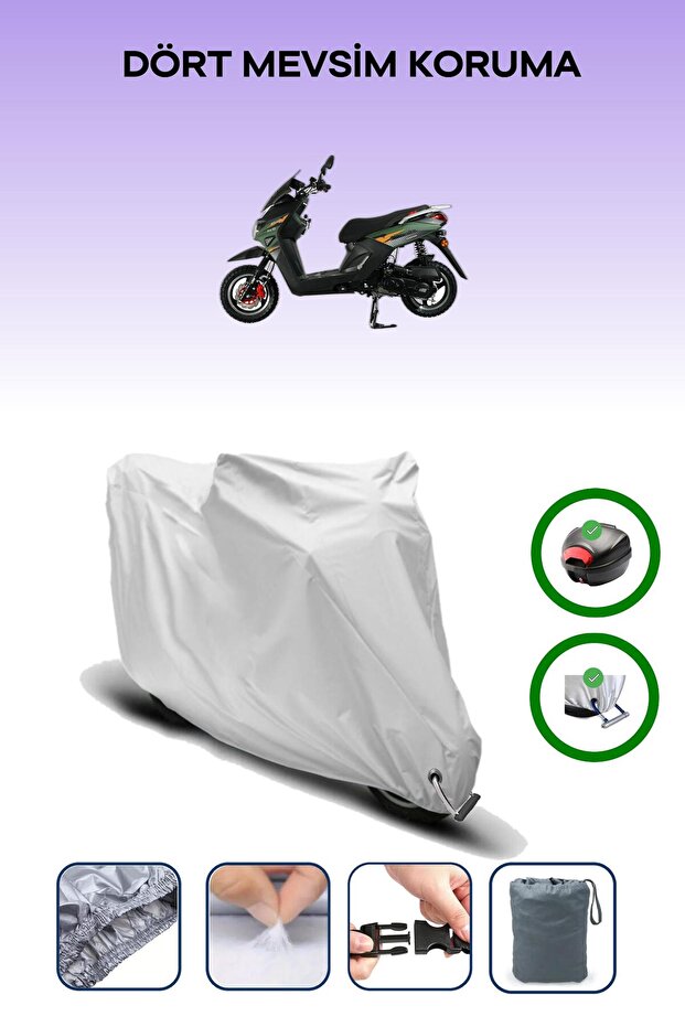 Gray Rear Bag and Lock Compatible Altai F1Max 50 Compatible Motor Tarpaulin