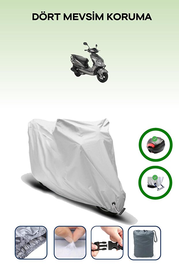 Gray Rear Bag and Lock Compatible Kuba Rosewood Compatible Motorcycle Tarpaulin