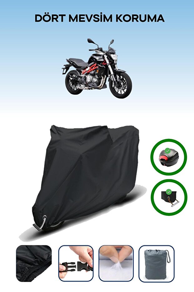 Black Rear Bag and Lock Compatible Benelli Tnt 250 Compatible Motorcycle Tarpaulin