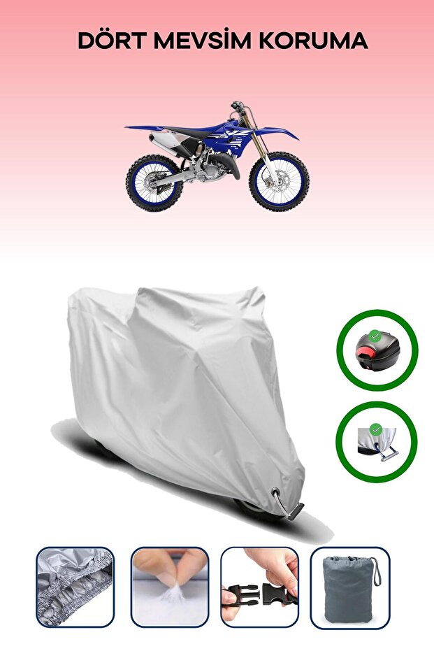 Gray Rear Bag and Lock Compatible Yamaha Yz 125 Compatible Motor Tarpaulin