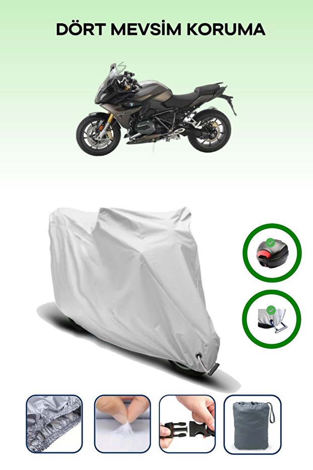Gray Tail Bag and Lock Compatible Bmw R 1200 Rs Compatible Motorcycle Tarpaulin