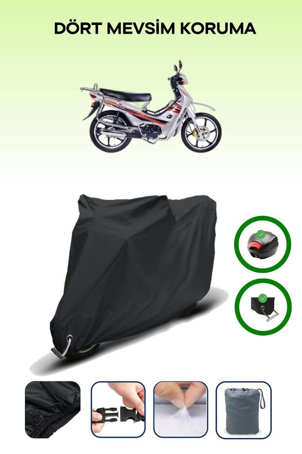 Black Rear Bag and Lock Compatible Falcon Magic 50 Compatible Motorcycle Tarpaulin