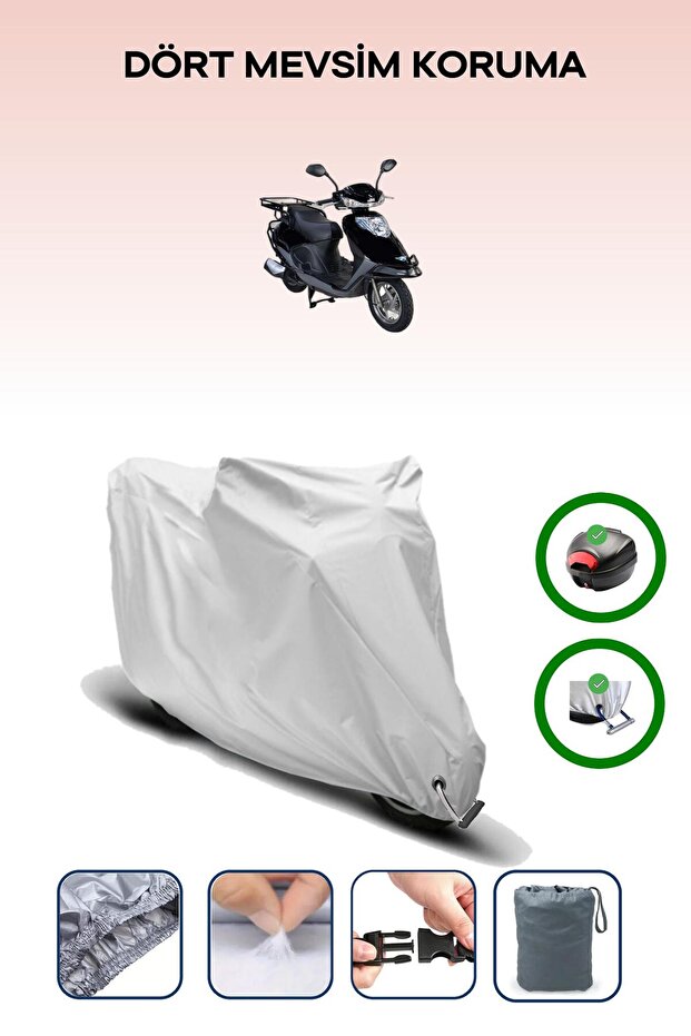Gray Rear Bag and Lock Compatible Altai Carrier 125 Compatible Motor Tarpaulin