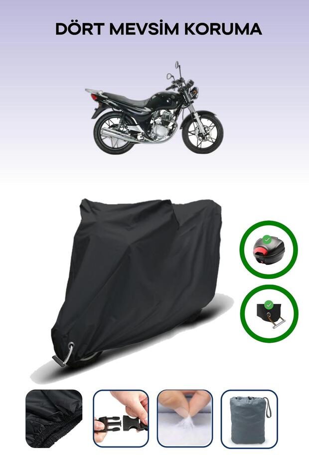 Black Rear Bag and Lock Compatible Sym XS 125K Compatible Motorcycle Tarpaulin