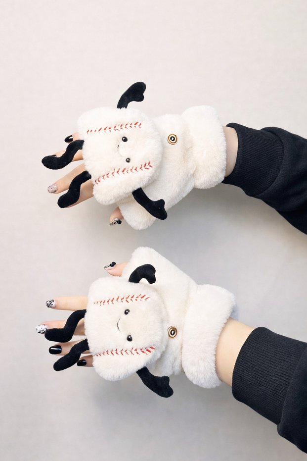 Fingerless & with Cover, Warm Holder, Soft Plush Women Gloves