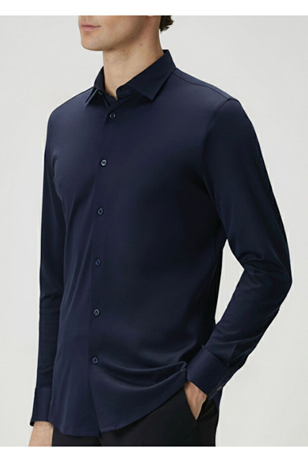 Lacivert Renk Örme Gömlek - 2