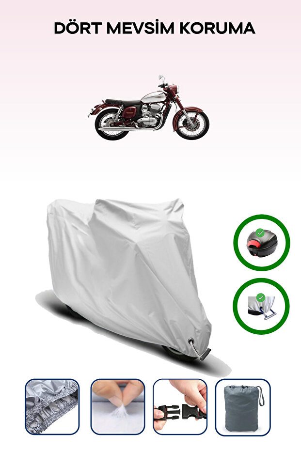 Gray Rear Bag and Lock Compatible Jawa 300 Cl Compatible Motorcycle Tarpaulin