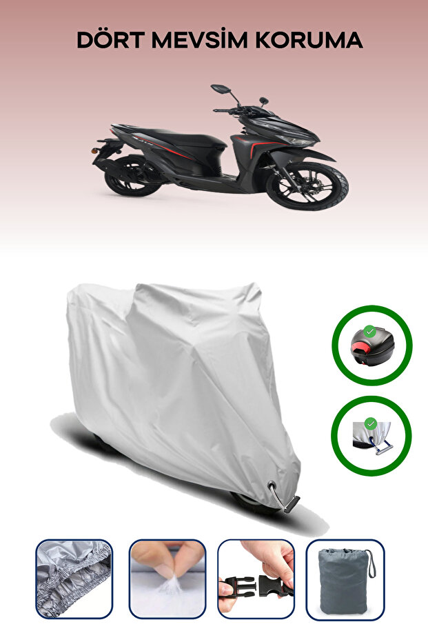 Gray Rear Bag and Lock Compatible Rks Wildcat 125 Compatible Motorcycle Tarpaulin