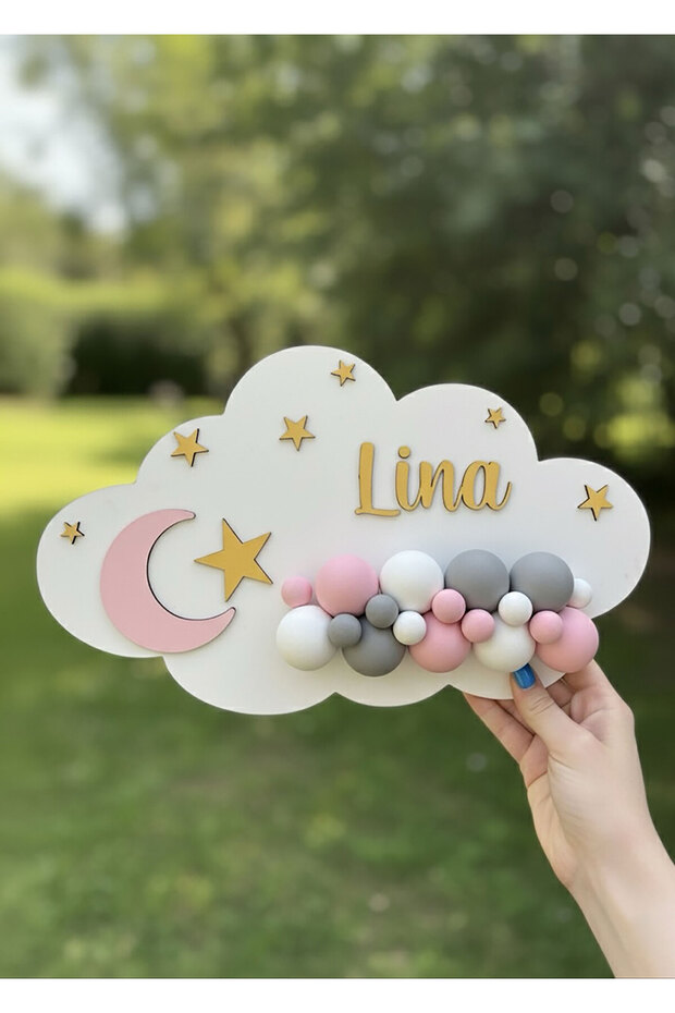 Bulut Temalı İsimli Işıklı Kapı Süsü - 1