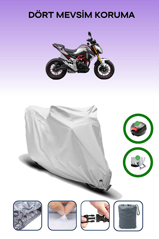 Gray Rear Bag and Lock Compatible Rks Rnx Plus Compatible Motorcycle Tarpaulin