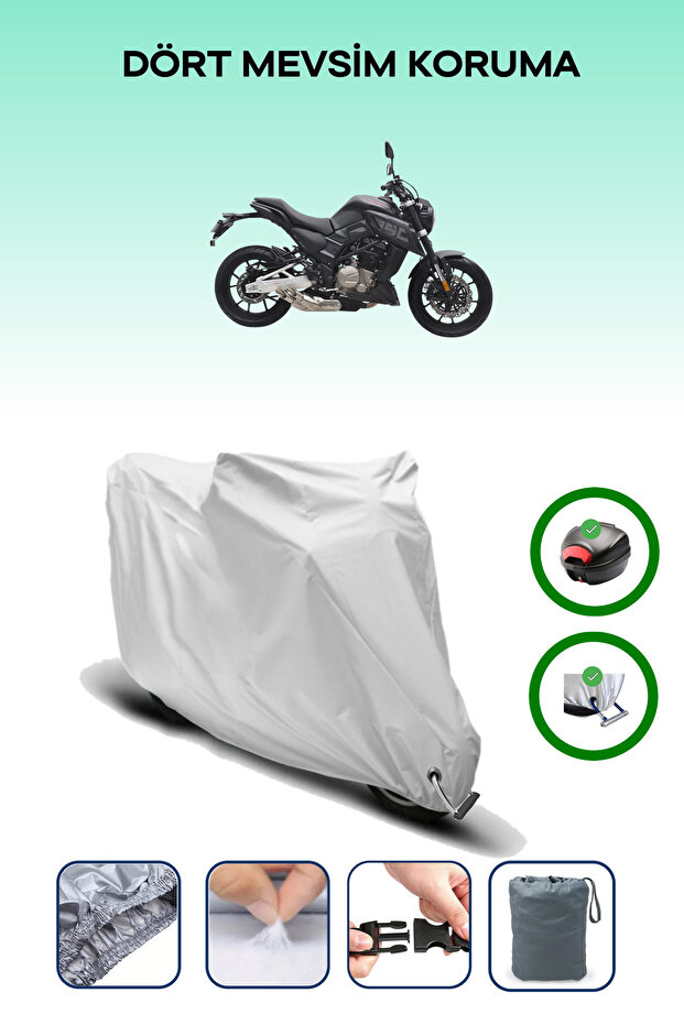 Gray Rear Bag and Lock Compatible Arora Sk 250 K Compatible Motorcycle Cover