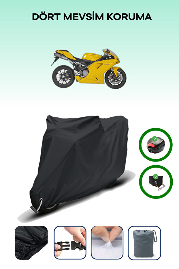 Black Rear Bag and Lock Compatible Ducati 1098 Compatible Motorcycle Tarpaulin