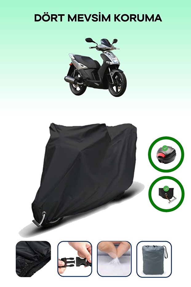 Black Rear Bag and Lock Compatible Kymco Agility City 200 I Compatible Motorcycle Tarpaulin