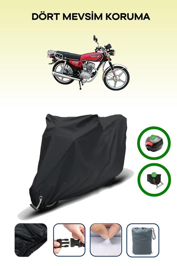 Black Rear Bag and Lock Compatible Asian as 125 Compatible Motorcycle Tarpaulin