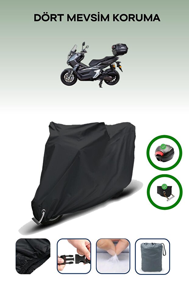 Black Rear Bag and Lock Compatible Falcon T-Rex 188 Compatible Motor Tarpaulin