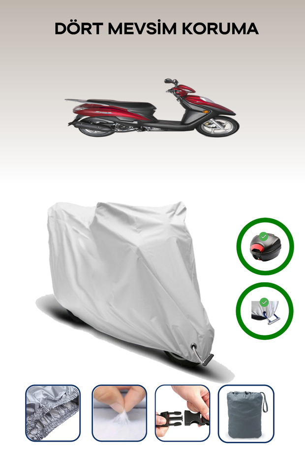 Gray Tail Bag and Lock Compatible Haojue Vh 125 Compatible Motorcycle Tarpaulin
