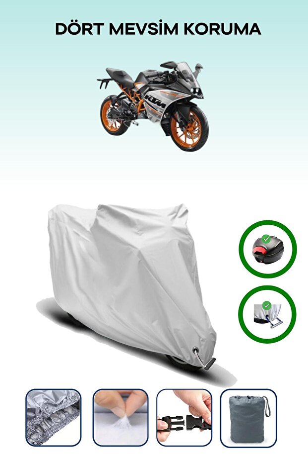 Gray Rear Bag and Lock Compatible Ktm 250 Rc Abs Compatible Motor Tarpaulin