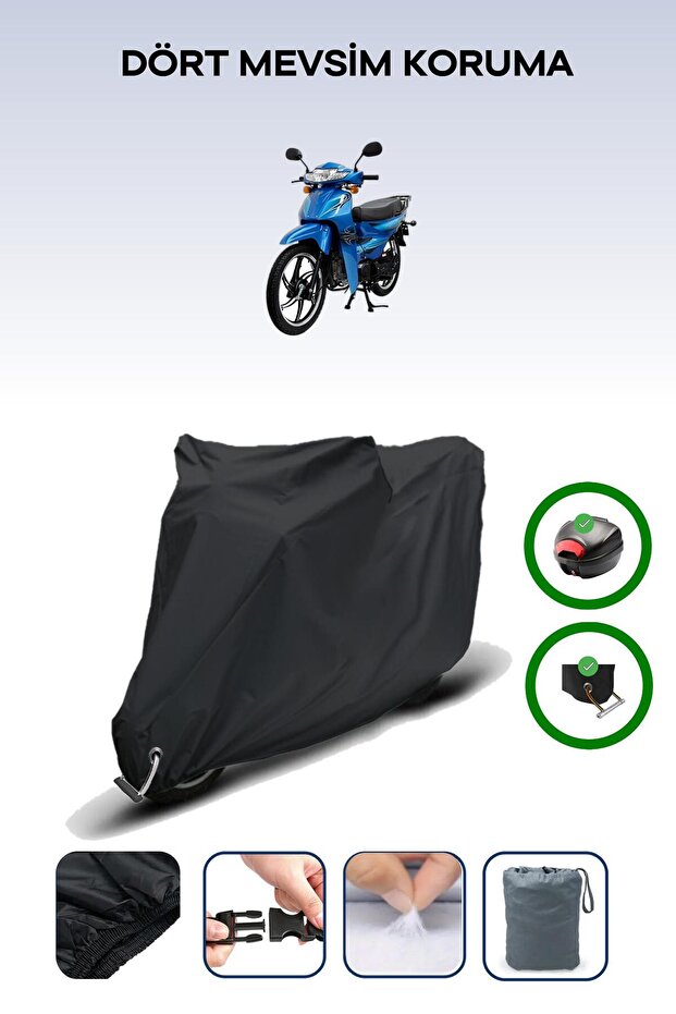 Black Rear Bag and Lock Compatible Mondial 100 Sfc Snappy X Compatible Motorcycle Tarpaulin