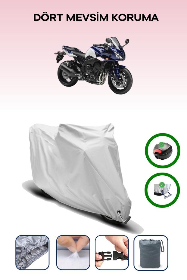 Gray Tail Bag and Lock Compatible Yamaha Fz1 Fazer Compatible Motorcycle Tarpaulin
