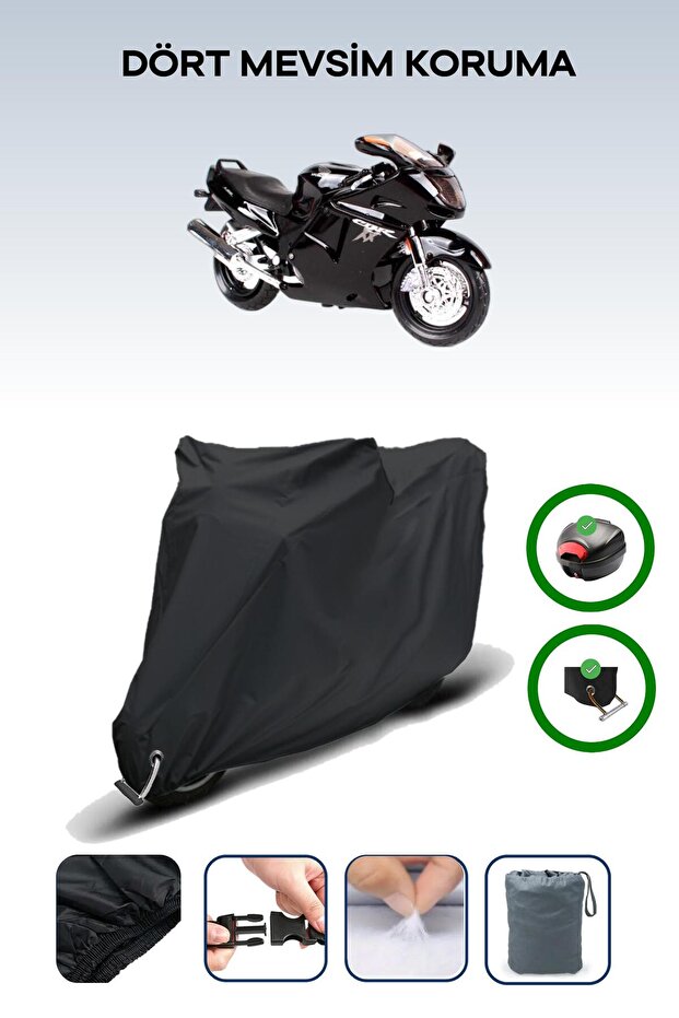 Black Rear Bag and Lock Compatible Honda Cbr 1100 Xx Compatible Motorcycle Tarpaulin