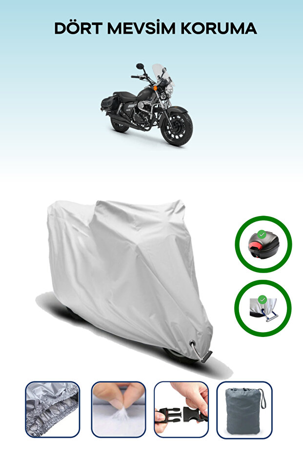 Gray Rear Bag and Lock Compatible Kuba Superlight 125 Compatible Motorcycle Tarpaulin