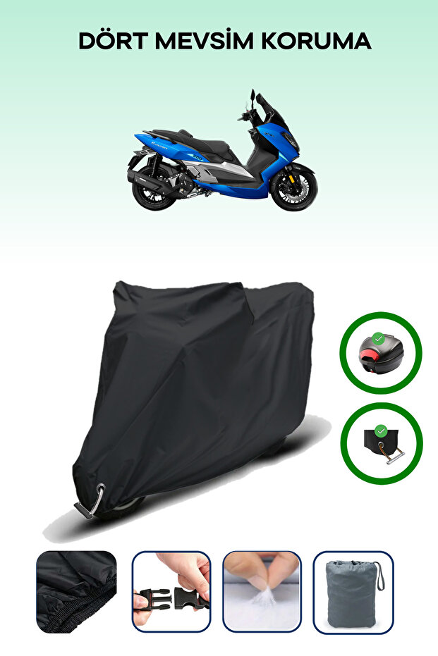 Black Rear Bag and Lock Compatible Yuki T11 Explorer Compatible Motor Tarpaulin