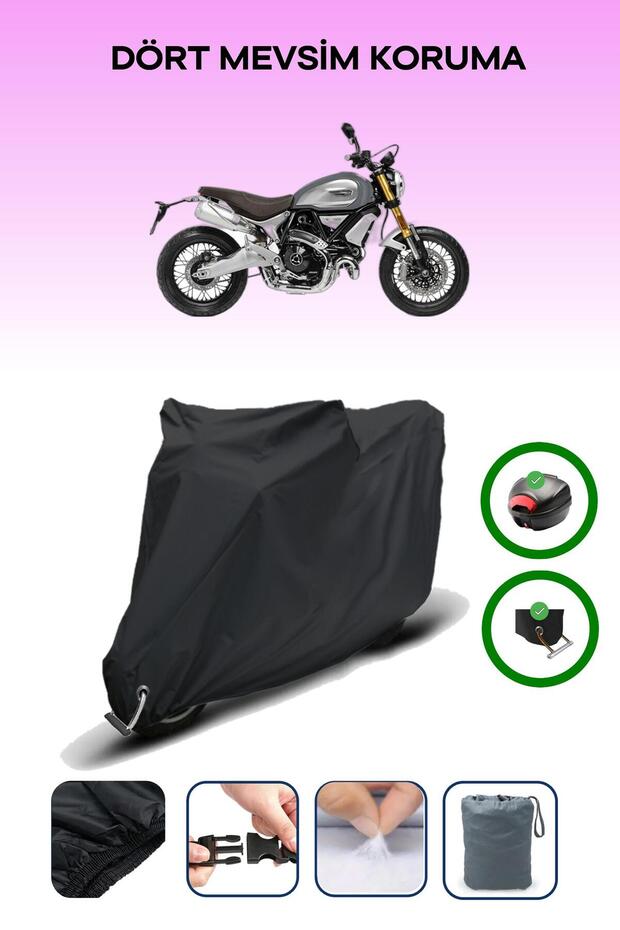 Black Rear Bag and Lock Compatible Ducati Scrambler 1100 Special Compatible Motorcycle Tarpaulin