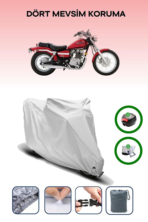 Gray Tail Bag and Lock Compatible Honda Cmx 250 Rebel Compatible Motorcycle Tarpaulin