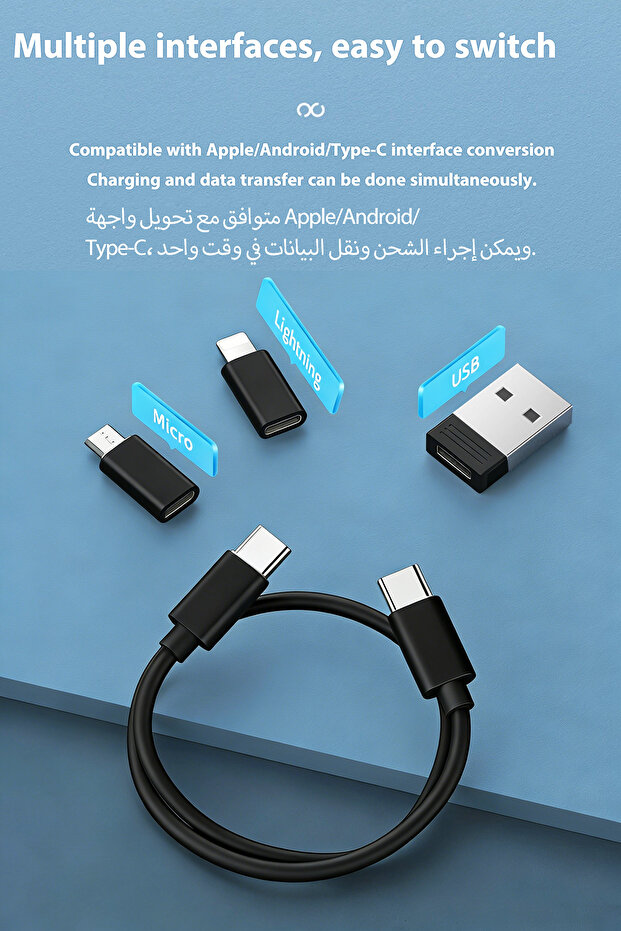 Adapter Converter Data Cable Multi-Functional 60W Fast Charging Cable SIM Memory Card IPhone Android - 2