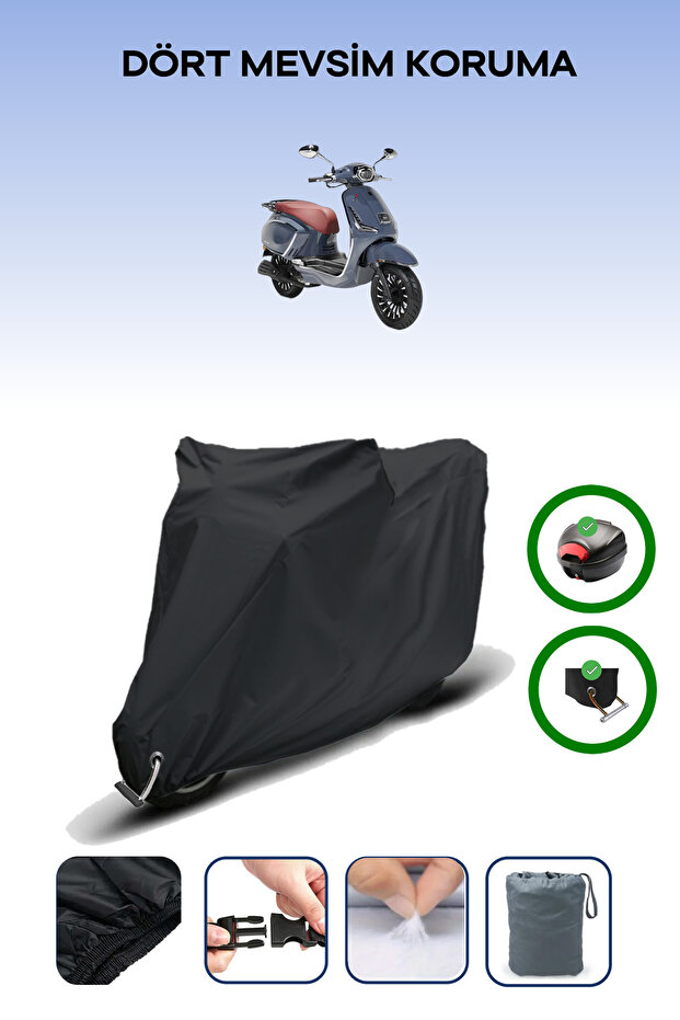 Black Rear Bag and Lock Compatible Rks Dark Blue 125 Compatible Motorcycle Tarpaulin