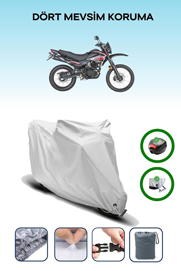 Gray Tail Bag and Lock Compatible Mondial X-Treme Max Compatible Motorcycle Tarpaulin