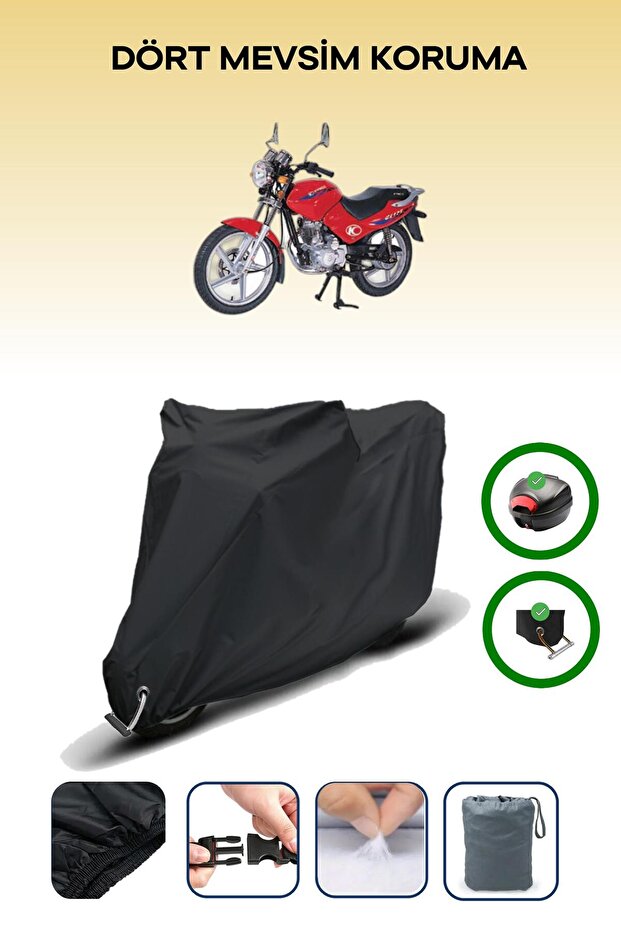 Black Rear Bag and Lock Compatible Kymco Ck 125 Pulsar Compatible Motorcycle Tarpaulin
