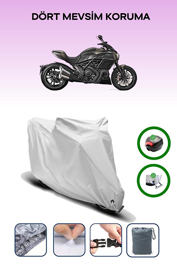 Gray Rear Bag and Lock Compatible Ducati Diavel Dark Compatible Motorcycle Tarpaulin