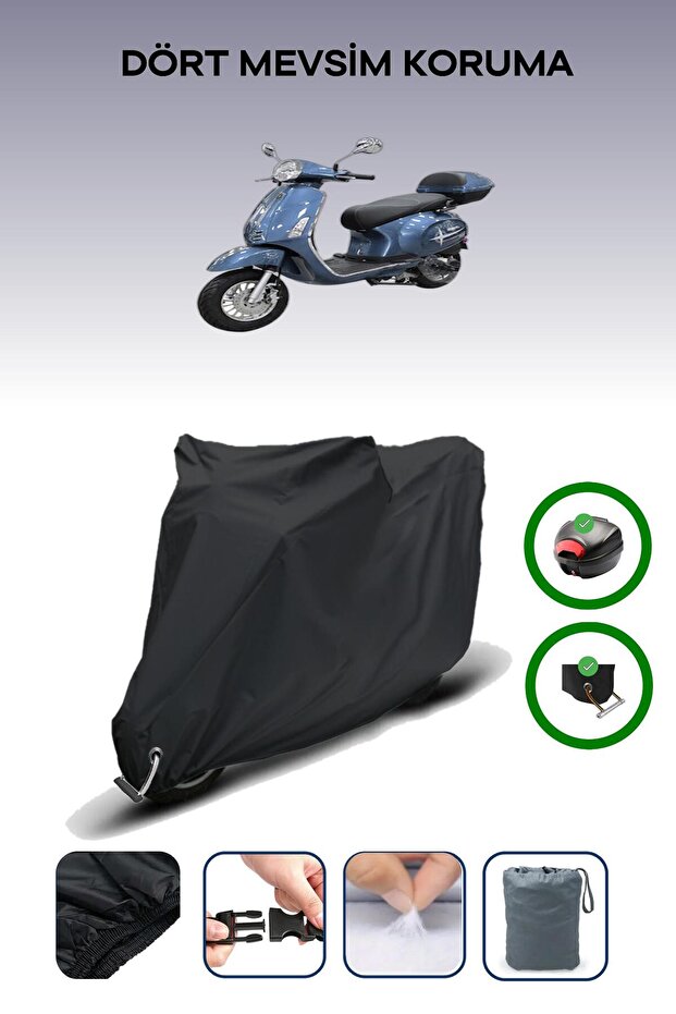 Black Rear Bag and Lock Compatible King Motor Rana Compatible Motor Tarpaulin