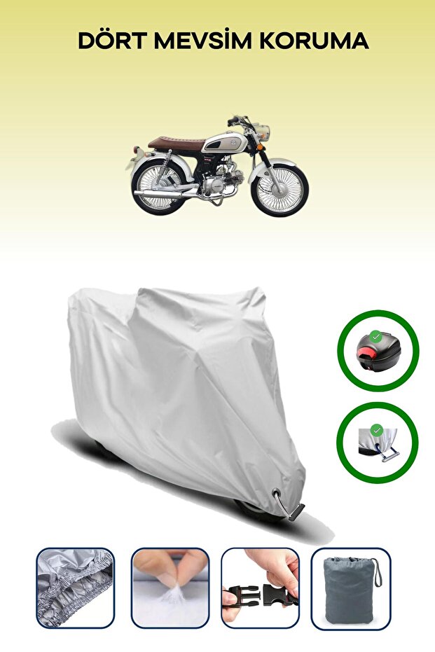 Gray Rear Bag and Lock Compatible Kuba Rx9 50 Compatible Motorcycle Tarpaulin