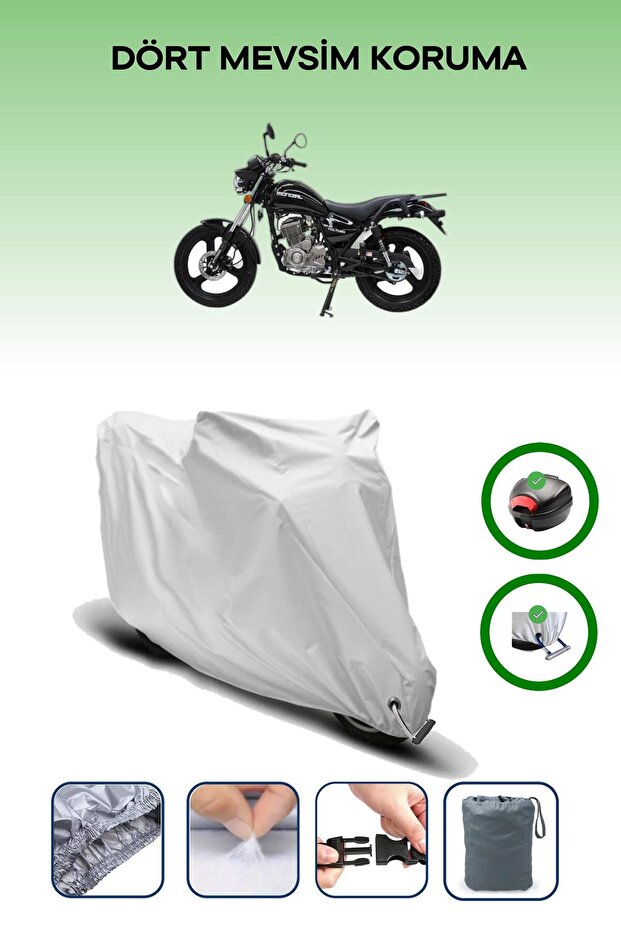 Gray Rear Bag and Lock Compatible Mondial Vulture I-E Compatible Motor Tarpaulin