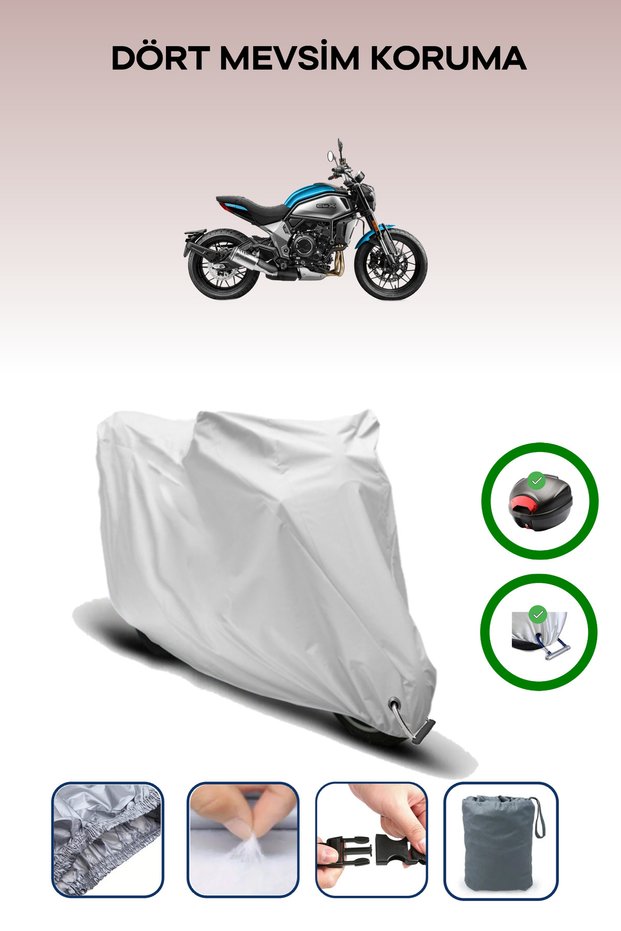 Gray Tail Bag and Lock Compatible Cfmoto 700Cl-X Heritage Compatible Motor Tarpaulin
